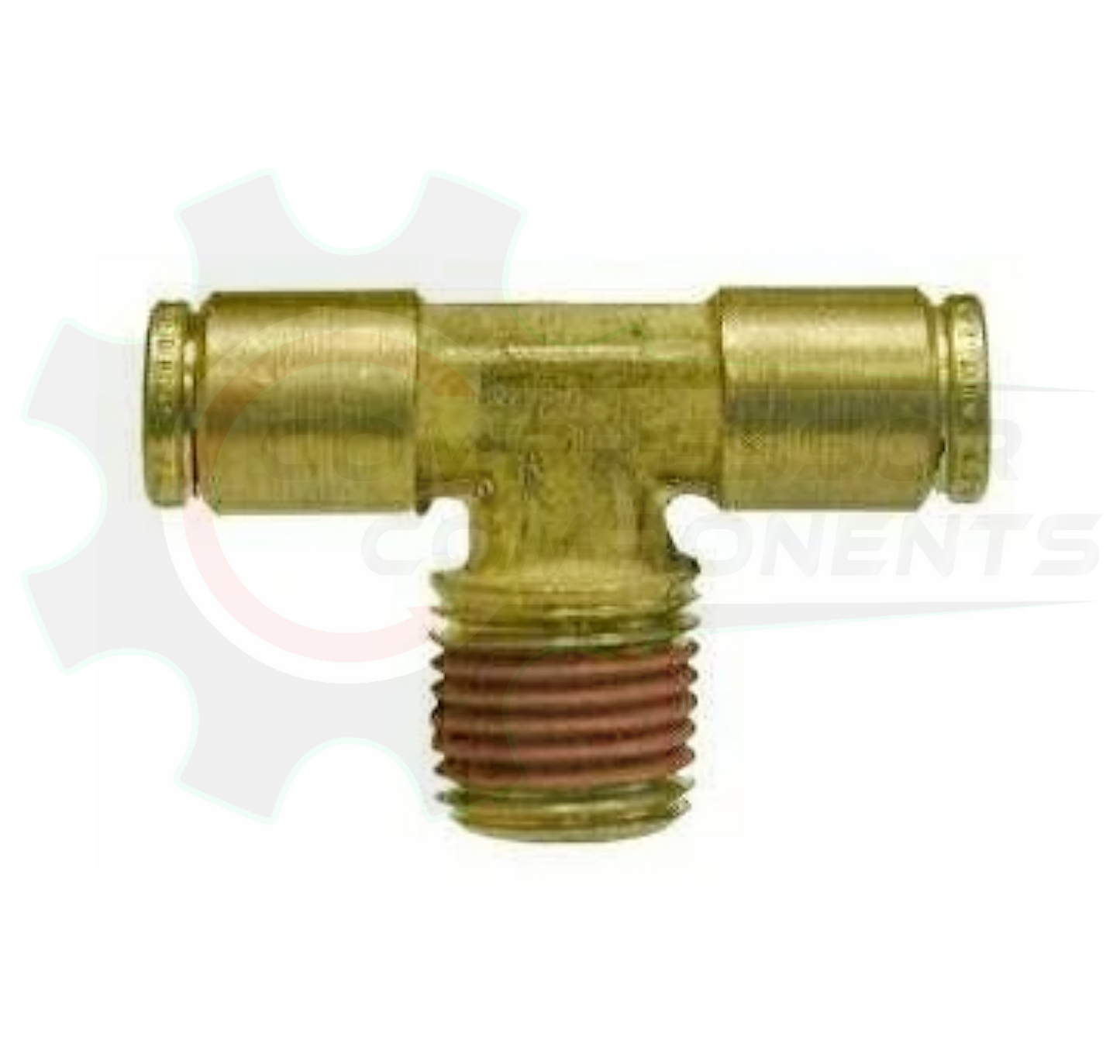 3/8" Brass Push Lock X 1/4" MNPT Fixed Branch Tee