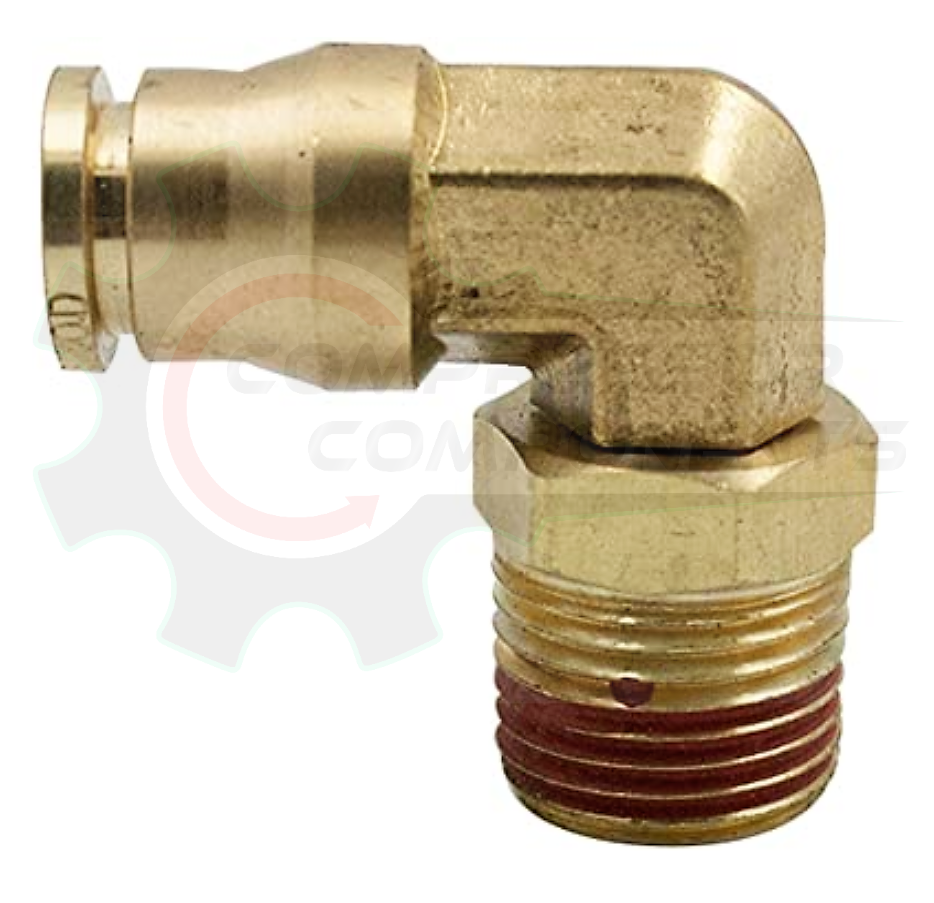 1/4" Push Lock X 1/4" MNPT 90 Degree Brass Swivel Elbow