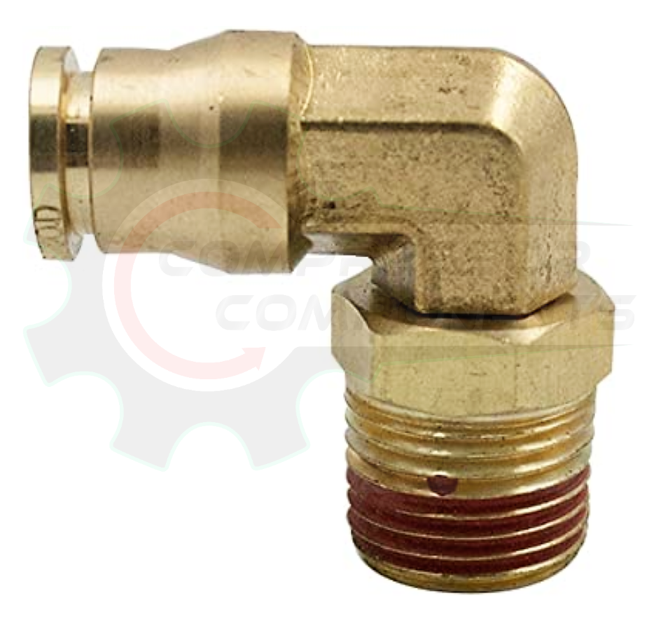 1/4" Push Lock X 1/8" MNPT 90 Degree Brass Swivel Elbow