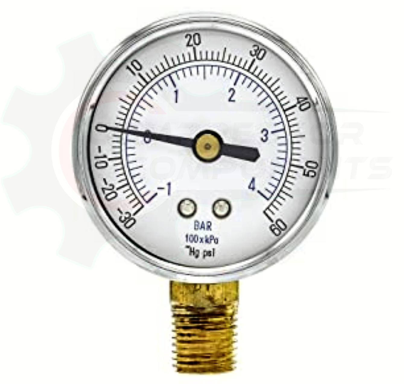 PIC -30/0/+60 BOTTOM MOUNT DRY PRESSURE / VACUUM GAUGE COMBO 2" DIAL 1/4" MNPT