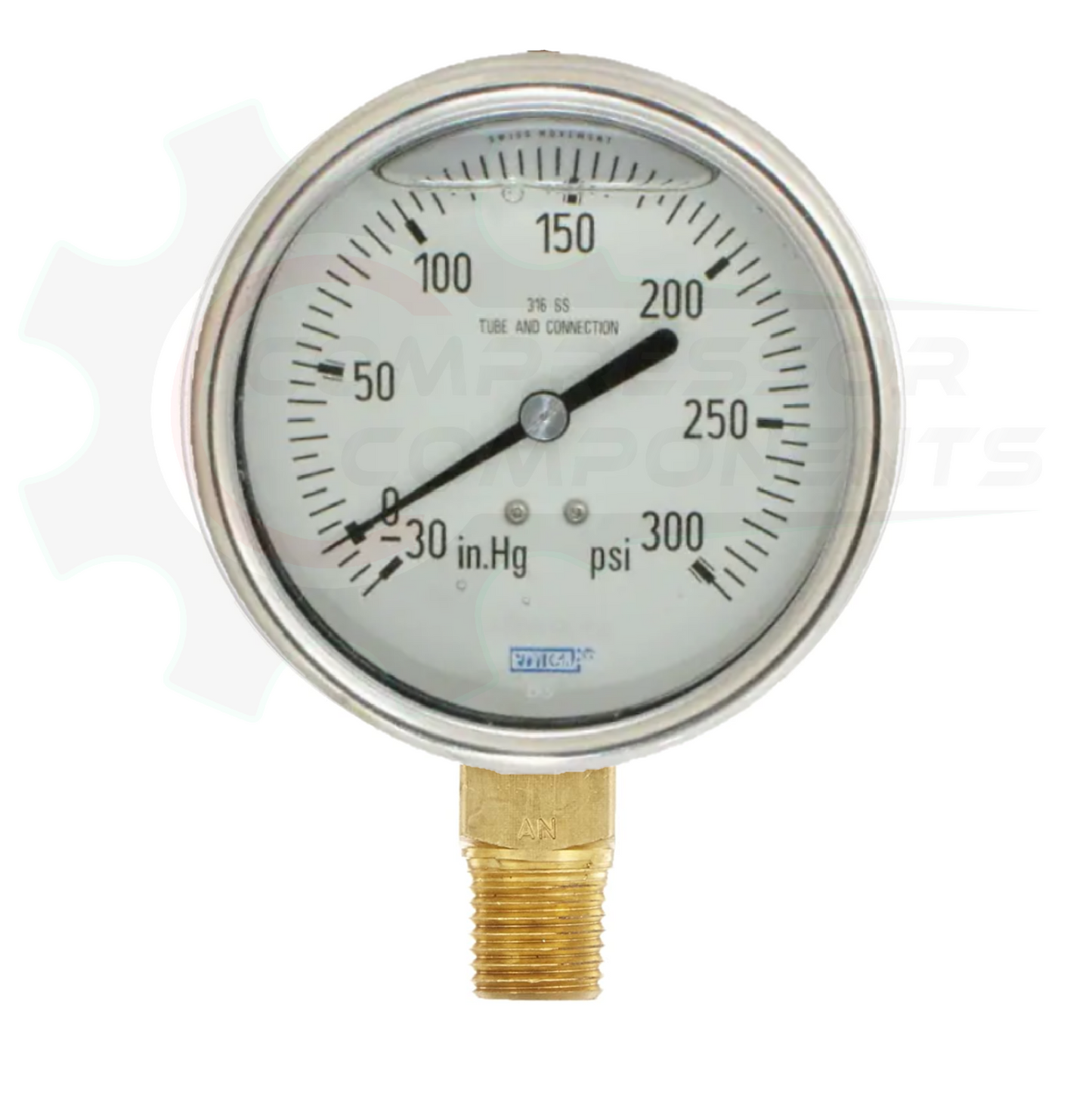 PIC -30/0/+300 BOTTOM MOUNT DRY PRESSURE / VACUUM GAUGE COMBO 2.5" DIAL 1/4" MNPT