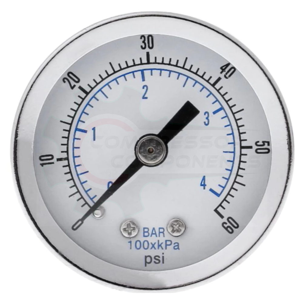 PIC 0-60 PSI CENTER BACK MOUNT DRY PRESSURE GAUGE 2.5" DIAL 1/4" MNPT