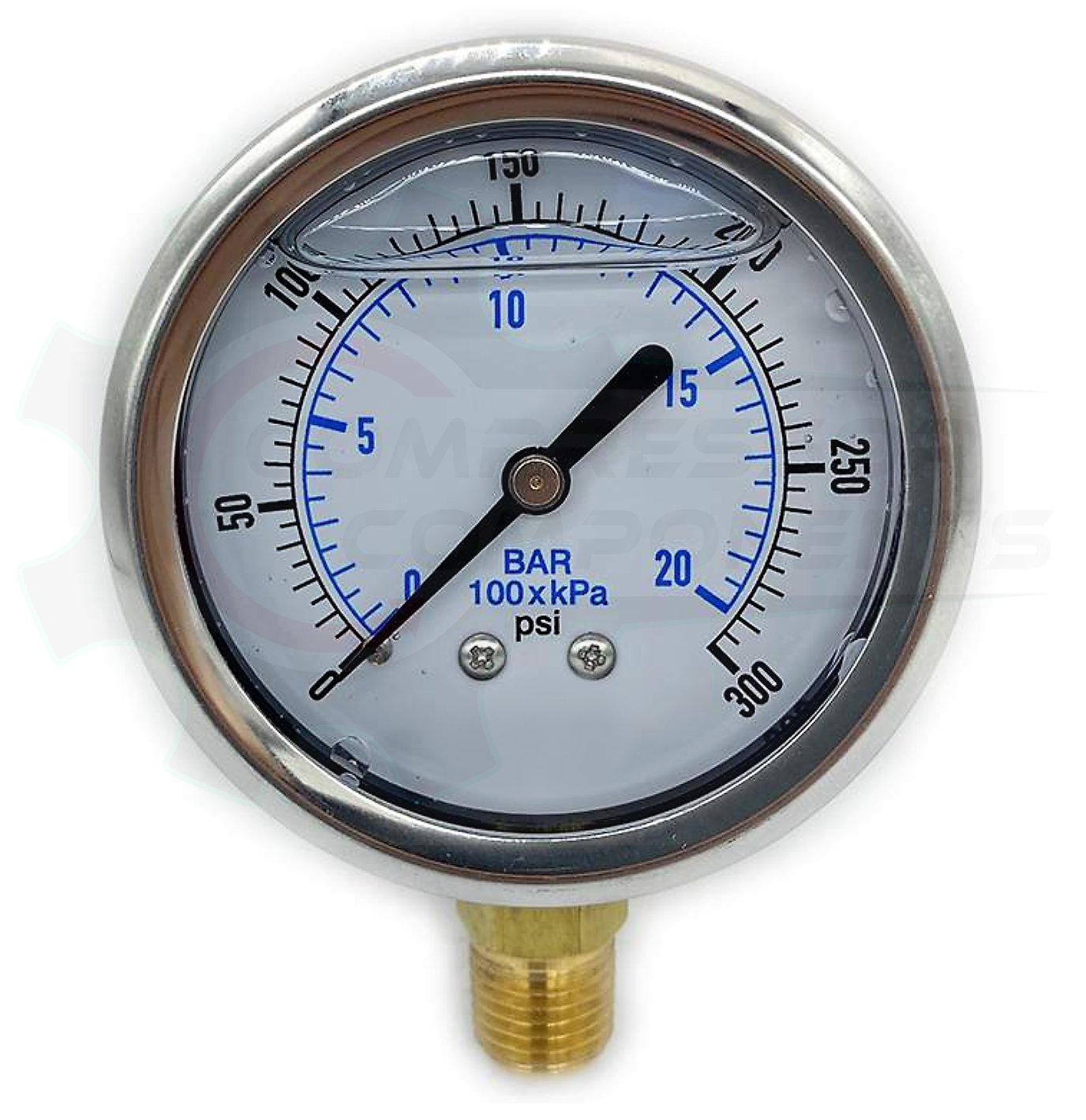 PIC 0-300 PSI BOTTOM MOUNT LIQUID FILLED PRESSURE 4" DIAL 1/4" MNPT