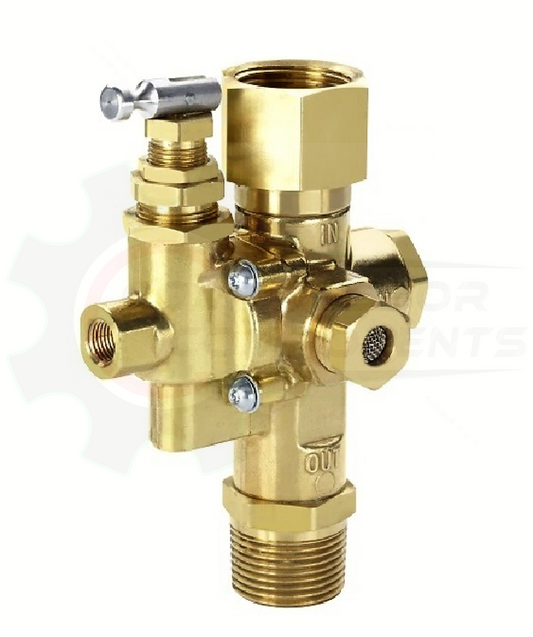 CONRADER PILOTED UNLOADER CHECK VALVES NG Series - 1/2" 37 DEGREE FLARE TOP INLET x 1/2" MNPT EXTENDED OUTLET