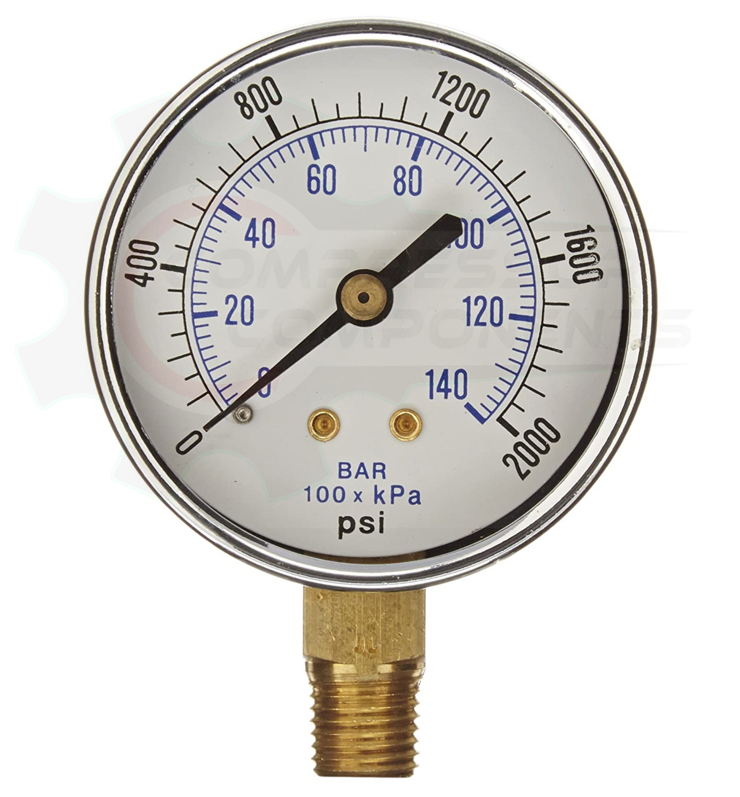 PIC 0-2000 PSI BOTTOM MOUNT DRY PRESSURE GAUGE 2.5" DIAL 1/4" MNPT