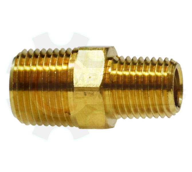 Brass Reducing Hex Nipple MNPT 1/2" X 3/8"