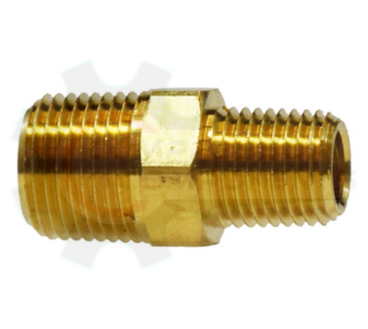 Brass Reducing Hex Nipple MNPT 1/4" X 1/8"